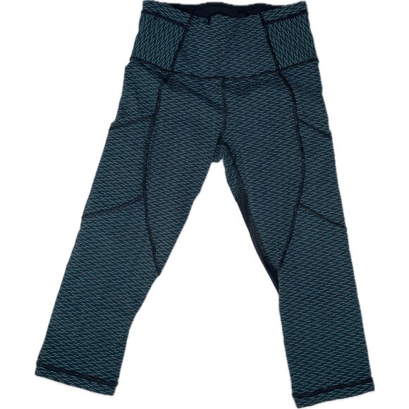 Lululemon Outrun 17" Crop Leggings Score Jacquard Black Indian Ocean / Black S 4 - Picture 2 of 9